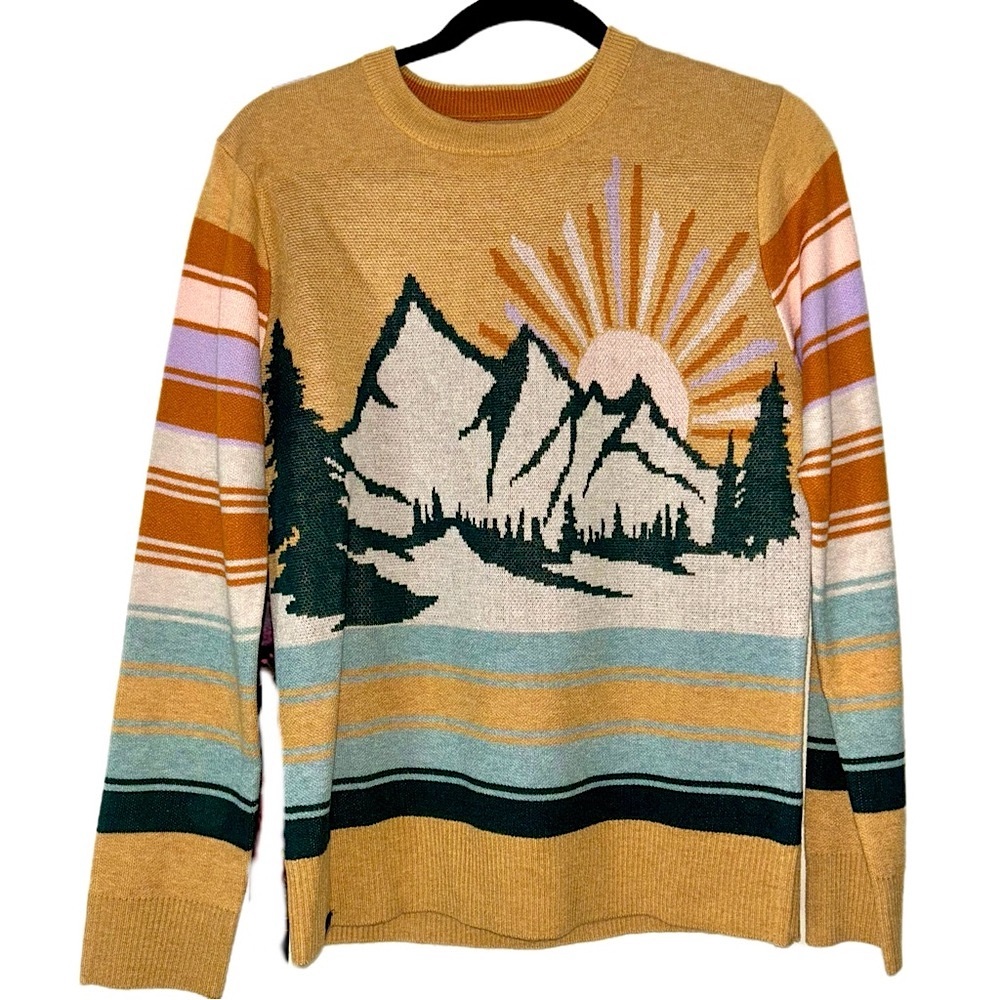 KAVU Hillrose Gold Valley Mountain Sweater Size Small - Picture 3 of 8